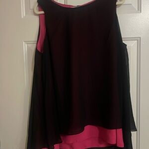 Chic Black and Pink Sleeveless Blouse